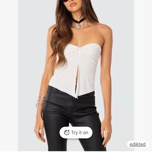 Edikted Ivory Twist Front Tube Top NWOT